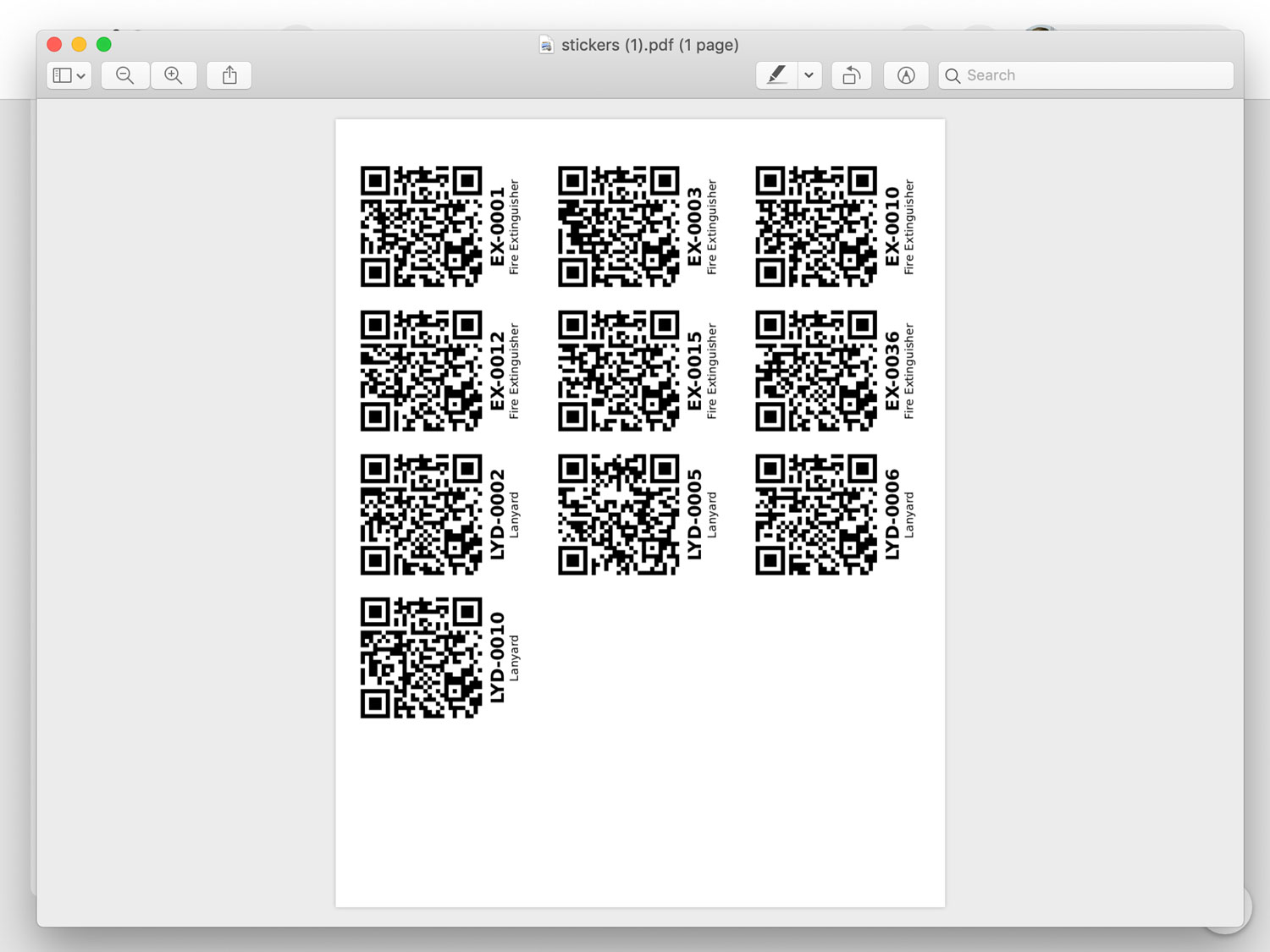 QR Code Stickers PDF