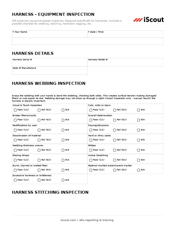 Harness - Equipment Inspection